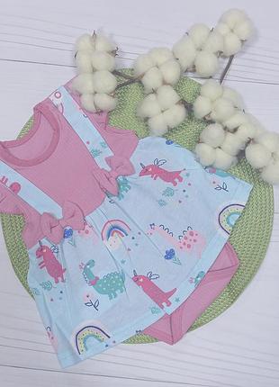 Боді-сукня для дівчинки 68-80 рожева 74-80