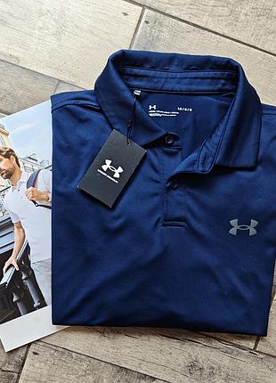Чоловіча футболка-поло від бренда under armour із серії performance polo в синьому кольорі розмір l