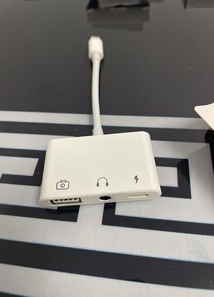 Переходник для iphone на usb и наушники aux адаптер для ipad на аудио 3.5mm и usb флешку кабель