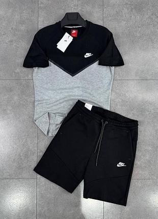 Мужской летний комплект nike tech шорты футболка