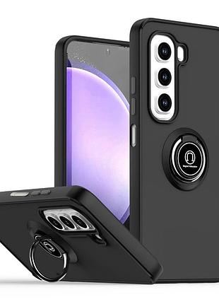 Чехол fiji colorframe для infinix hot 50 (x6882) матовый бампер с кольцом подставкой black