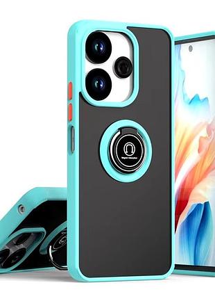 Чехол fiji colorframe для poco m6 4g / lte матовый бампер с кольцом подставкой turquoise