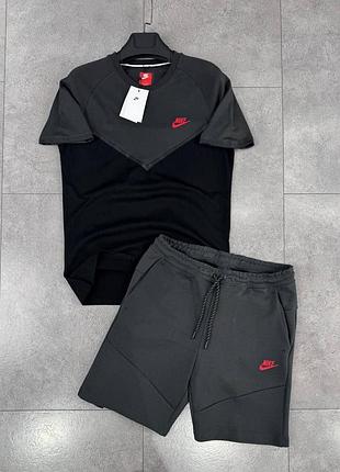 Мужской летний комплект nike tech шорты футболка