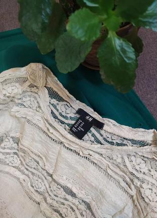 Кружевная блуза h&m кофточка с гипюровыми вставками2 фото