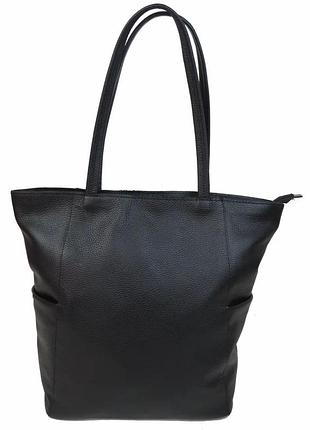 Женская сумка-шоппер натуральная кожа черный арт.825023 black borsacomoda (україна)