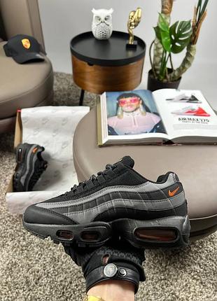 🌺женские кроссовки nike air max 95 black grey orange