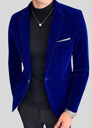 Бархатный синий пиджак mario gauci milan