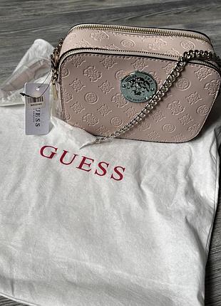 Оригінал сумка крос-боді жіноча guess dayane camera 7058 пудрова