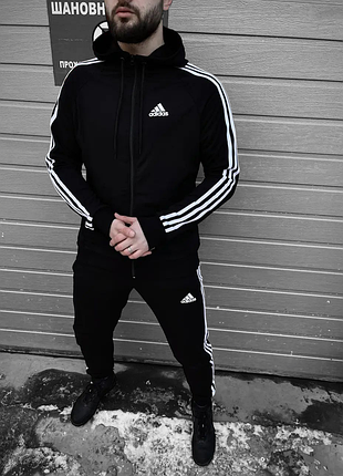 Спортивный костюм adidas черный (капюшон)
