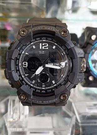 Мужские водостойкие тактические часы skmei black 1155