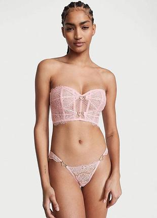 Люкс комплект білизни корсет/трусики victoria’s secret люкс колекція з камінчиками/стразами оригінал розмір м рожевий