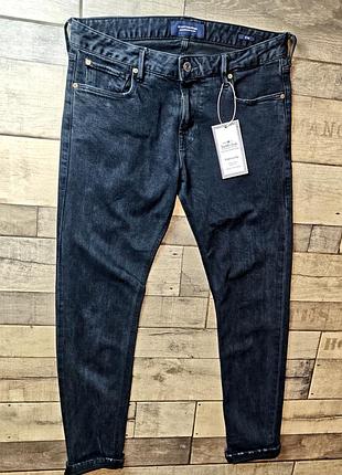 Мужские черные джинсы skinny с эффектом потертости, scotch & soda размер 31/32