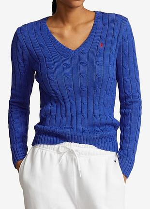 Polo ralph lauren джемпер светр жіночий синій бавовна в'язка в коси розмір s