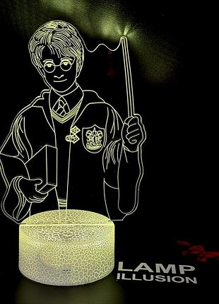 3d лампа волшебник гарри поттер, подарок для фанатов фэнтези и приключений, светильник или ночник, 7 цветов, 4 режима, пульт
