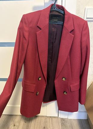 Massimo dutti шерстяний піджак малинового кольору