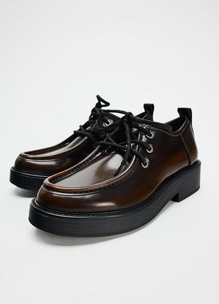 Лофери чоботи туфлі черевики на шнурівці zara