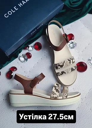 Cole haan оригінал шкіряні босоніжки на невисокій танкетці