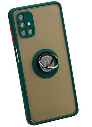 Чехол fiji colorframe для samsung galaxy m51 (m515) матовый бампер с кольцом подставкой green