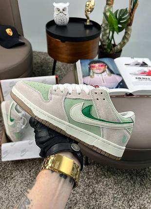 🌺женские кроссовки nike sb dunk low se "85 double swosh light grey mint