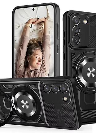 Чехол для samsung a37 противоударный с кольцом подставкой magsafe (черный)