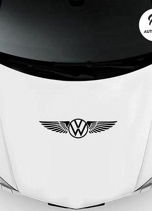 Наклейка на авто oracal логотип volkswagen з крилами 40х12 см, чорний