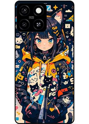 Чехол силиконовый бампер для zte blade a55 с рисунком котики аниме
