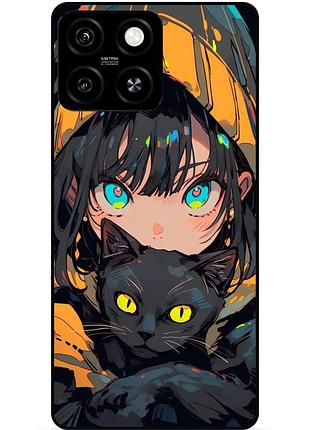 Чехол силиконовый бампер для zte blade a55 с рисунком аниме котик