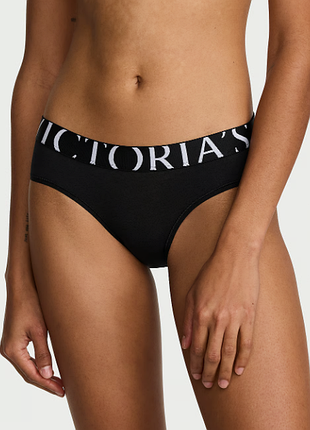 Трусики хипхаггеры victoria's secret  размер m из хлопка с логотипом виктория сикретс оригинал