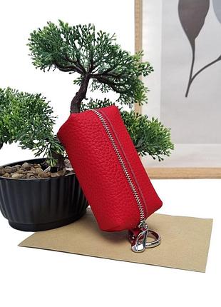 Чехол для ключей натуральная кожа красный арт.108 red genuine leather (китай)