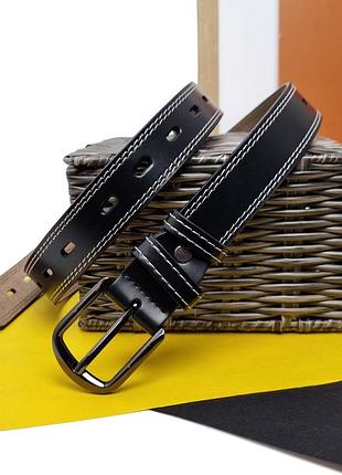 Жіночий ремінь натуральна шкіра чорний арт.к1-30-3-1 lers (україна)
