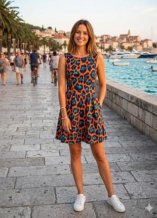 Сукня стрейч помаранчево-чорна "candy couture"