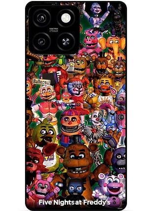 Чехол силиконовый бампер для zte blade a55 с рисунком аниматроники freddy фредди