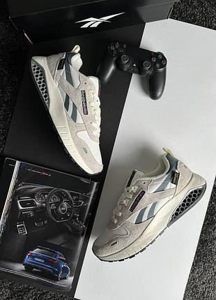 Мужские кроссовки reebok classic leather hexalite white grey beige