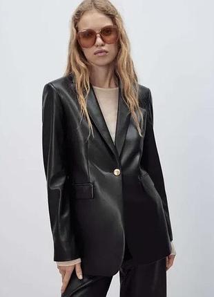 Шикарний жакет піджак із еко шкіри zara