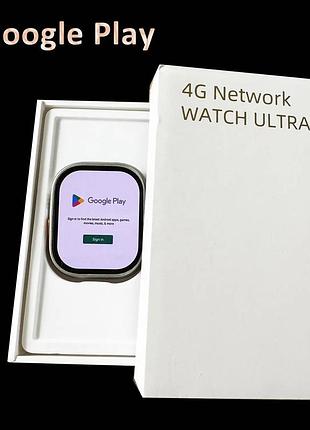 Часы телефон с сим картой android 4g cds9 smart watch с playmarket, tiktok и google серебристые с оранджевым