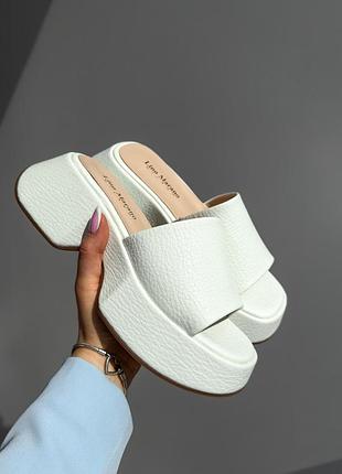 Шлепанцы на платформе белые кожаные р. 36-40