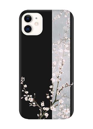 Матовий чохол з чорними боками на apple iphone 11 (6.1) :: квітуча сакура (принт 285)