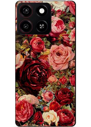 Чехол силиконовый бампер для zte blade a35 с рисунком красные розы цветы