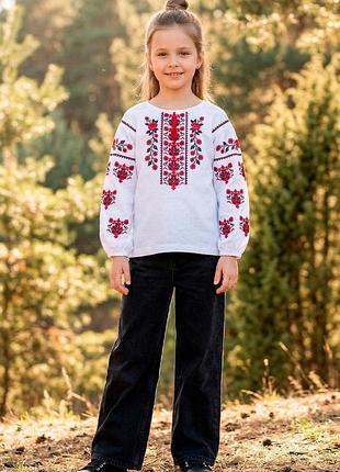 Вишиванка льон для дівчаток 110-164 3