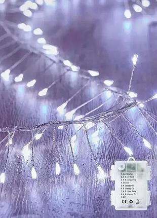 Светодиодная гирлядная роса. грлянда led. гирлянда хвойная лапа на пульте и батарейках. новогодняя гирлянда хвойная лапа.