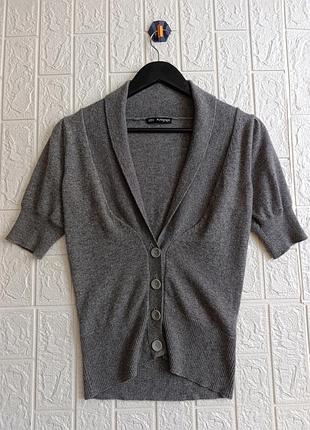 Жіночий кашеміровий светр кардиган на короткий рукав cos x massimo dutti cashmere cardigan/з кашеміру/сірий/елегантний/кашемір/на гудзики/