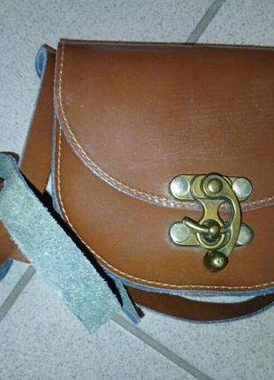 Сумочка маленькая винтажная кожа швеция 12×15см