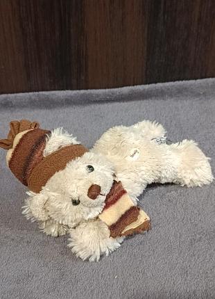Білий ведмедик у шапці та шарфі, 15 см, sunkid, germany