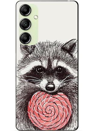 Чехол силиконовый бампер для samsung a14 с рисунком енот