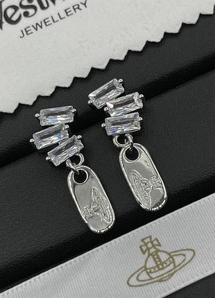 Серьги “crystal tag silver” вивьен вествуд