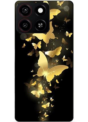 Чехол силиконовый бампер для zte blade a35 с рисунком золотые бабочки мотыльки