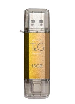 Usb-накопитель c type c 2.0 флешка на 16gb t&g 009 star series usb 3.0 gold