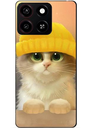 Силіконовий чохол бампер для zte blade a35 з малюнком котик у шапці