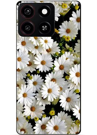 Чехол силиконовый бампер для zte blade a35 с рисунком ромашки цветы