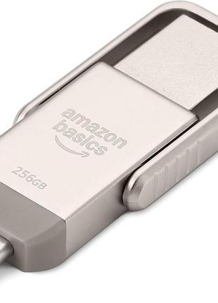 Флеш-накопичувач usb amazon basics 256 гб memory stick двопортовий флеш-накопичувач usb (usb-c і usb-a) срібний шампанського